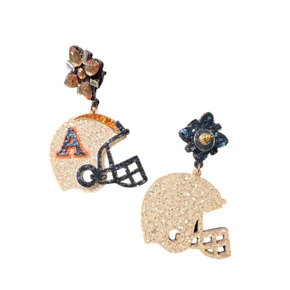 Football Team Glitter Helmet Earrings/Autumn Tigers/Gift for Her/Gameday Gift - Picture 2 of 2